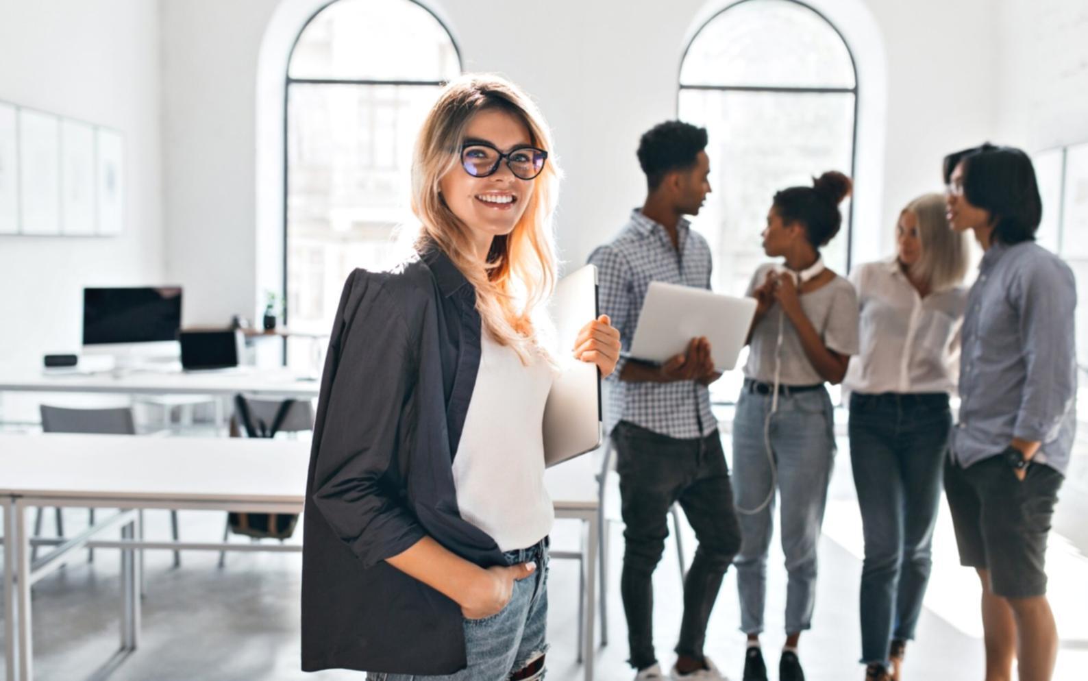 Students collaborating on financial analysis projects using real market data and professional tools